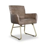 Leota Leather Armchair with Pleated Back