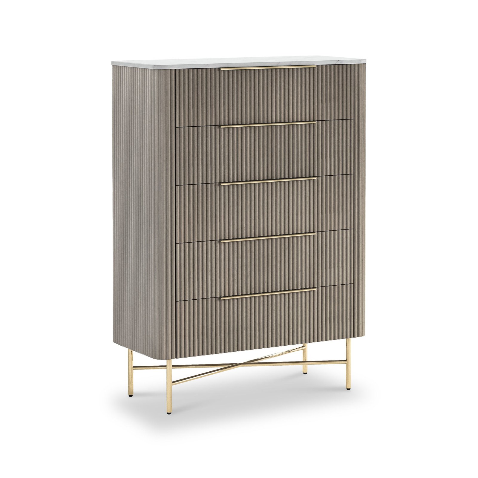 RF7367-Amelie-Grey-Fluted-5-Drawer-Chest-Angle1_7b7b147d-3568-4814-9bb7-d5395200263a Amelie Grey Fluted 5 Drawer Chest - Image 1
