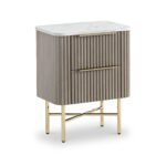 Amelie Grey Fluted 2 Drawer Narrow Bedside Table