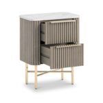 Amelie Grey Fluted 2 Drawer Narrow Bedside Table - Image 3