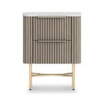 Amelie Grey Fluted 2 Drawer Narrow Bedside Table - Image 4