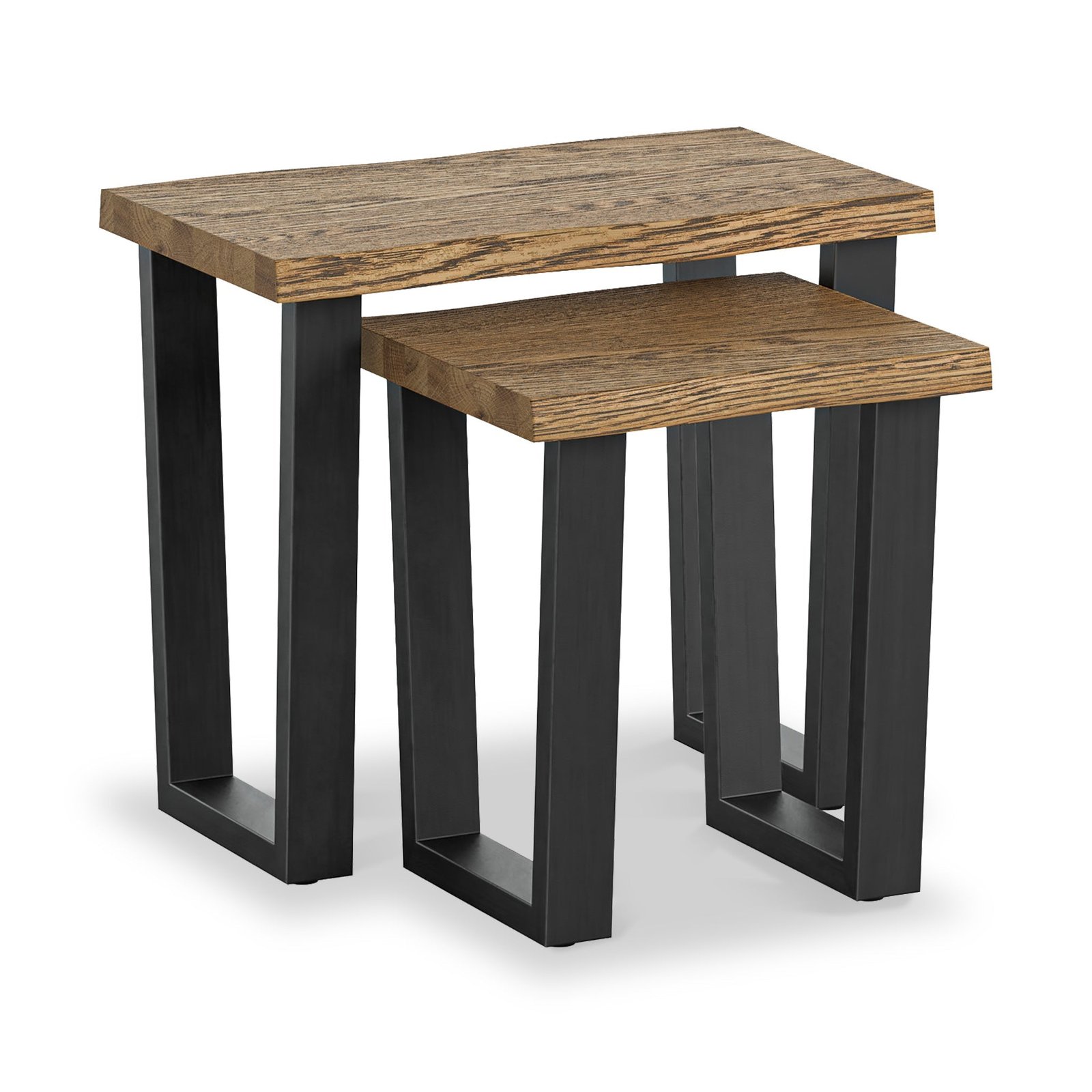 RF7492-Isaac-Oak-Nest-of-2-Tables-Angle1 Isaac Oak Nest of Tables - Image 1