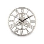Shiny Nickel Cog Small Round Wall Clock