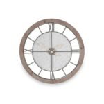 Natural Wood & Metal Round Wall Clock