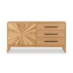 Sunburst Oak Large 2 Door 3 Drawer Sideboard - Image 3