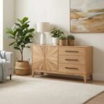 Sunburst Oak Large 2 Door 3 Drawer Sideboard - Image 2