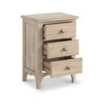 Celine Washed Oak 3 Drawer Bedside Table - Image 4