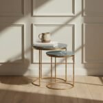 Pimlico Marble Nest of 2 Tables with Gold Frame - Image 2