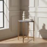 Pimlico Marble Round Side Table with Gold Frame - Image 5