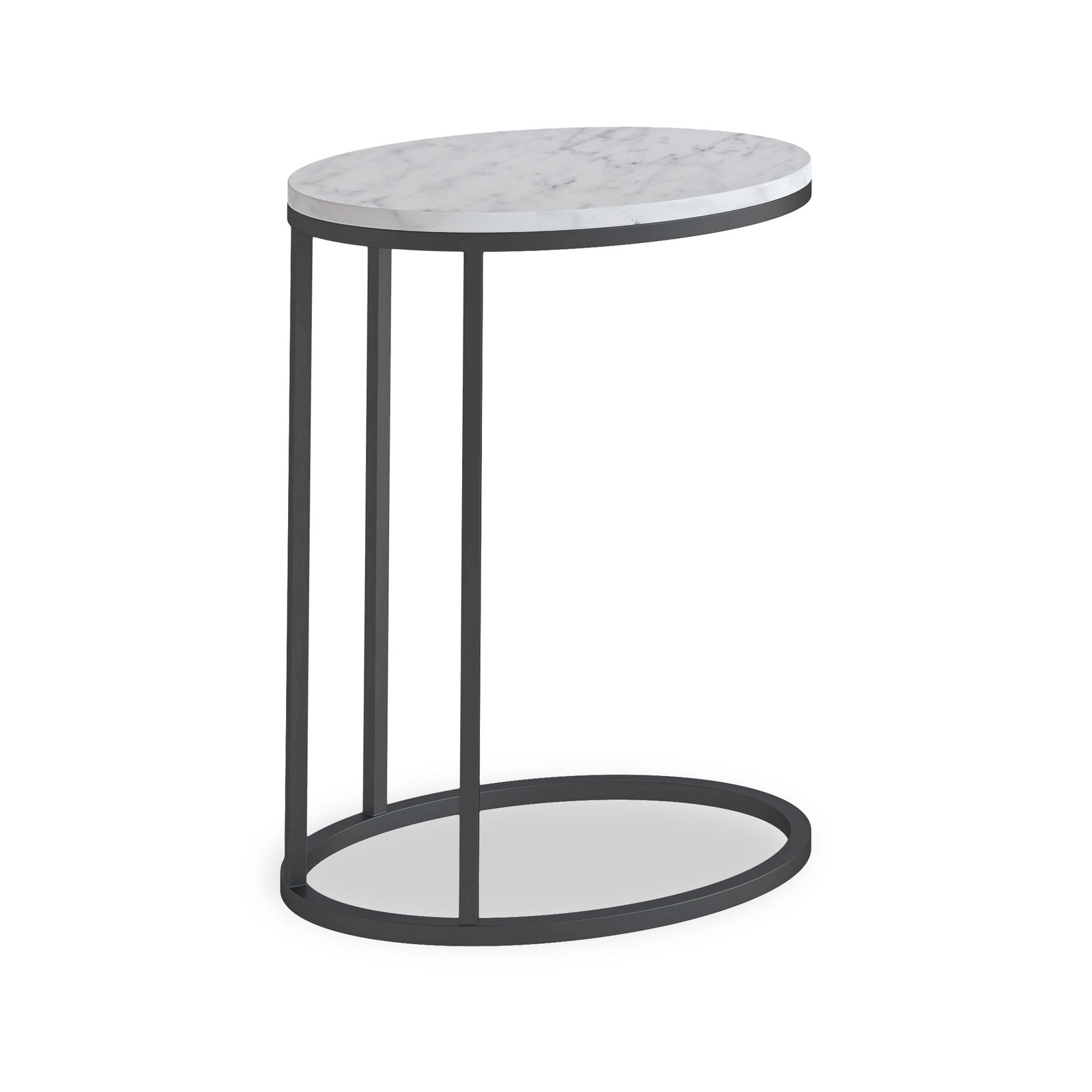 RF8679-Pimlico-Banswara-Marble-Grey-Oval-C-Side-Table-Angle1 Pimlico Marble Oval C Side Table with Grey Frame - Image 1