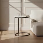 Pimlico Marble Oval C Side Table with Grey Frame - Image 2