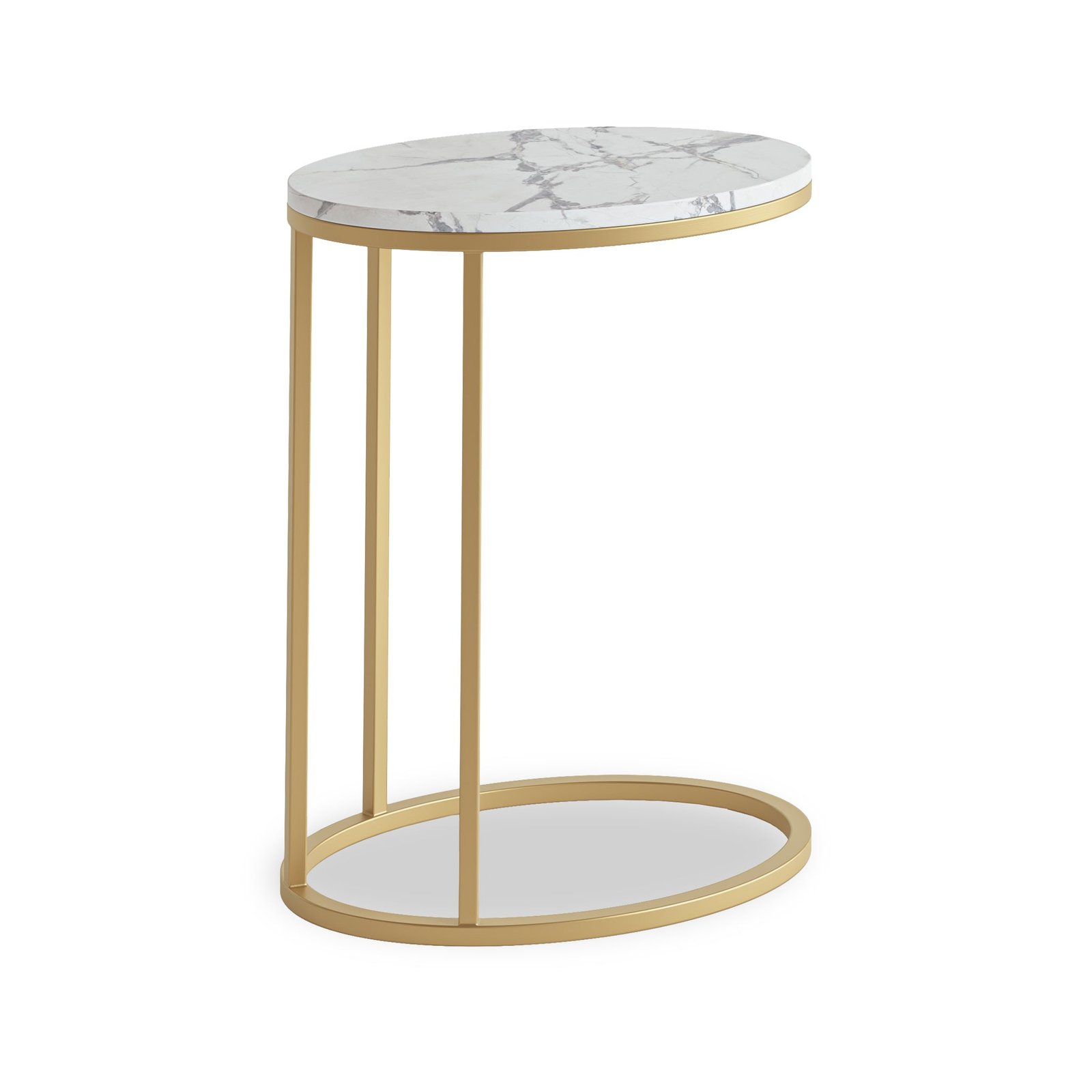 RF8680-Pimlico-Banswara-Marble-Gold-Frame-Oval-C-Side-Table-Angle1 Pimlico Marble Oval C Side Table with Gold Frame - Image 1