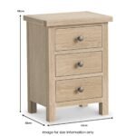 Trelan Washed Oak 3 Drawer Bedside Table - Image 5