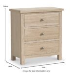 Trelan Washed Oak 3 Drawer Chest of Drawers - Image 3