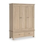 Trelan Washed Oak 2 Drawer Triple Wardrobe - Image 3