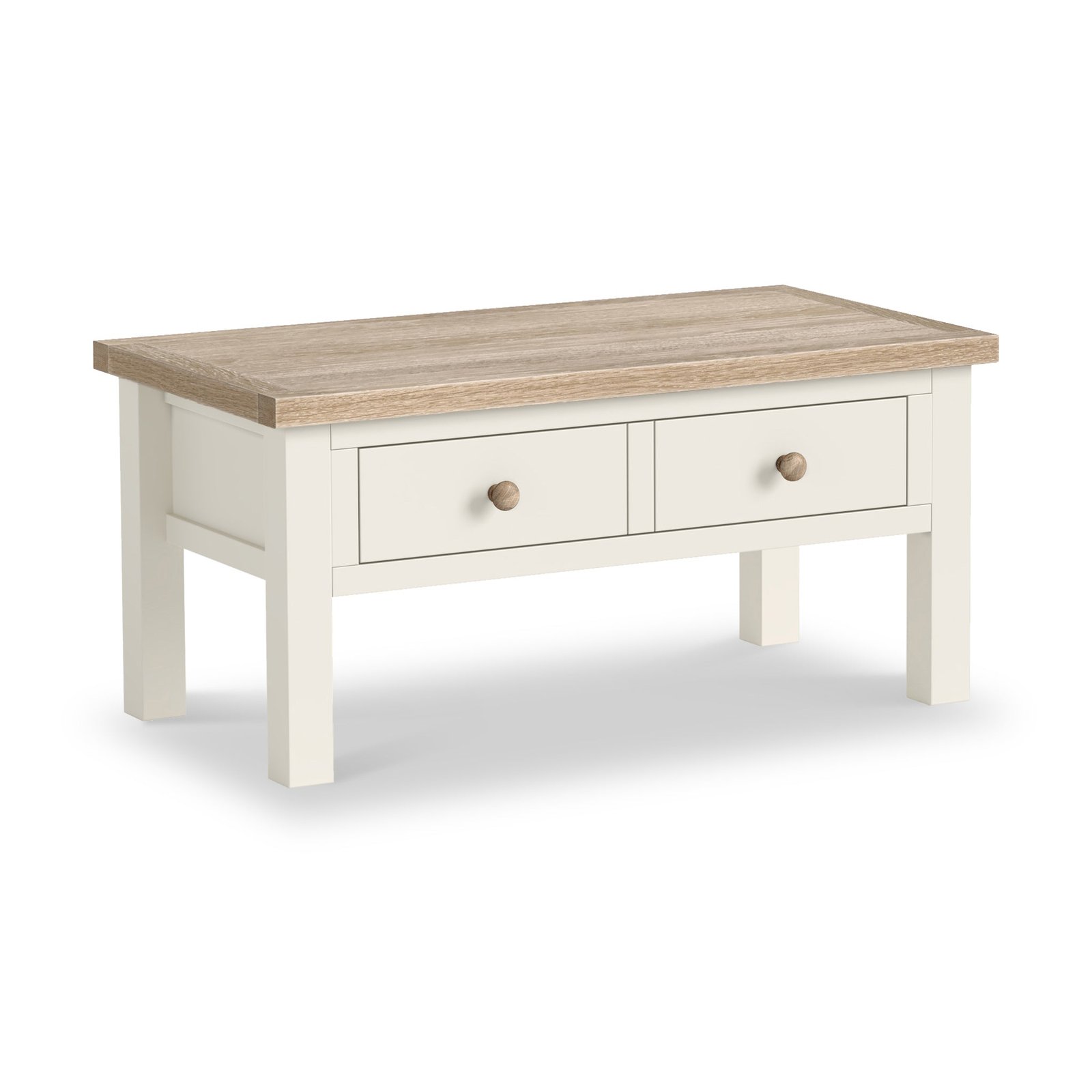 RF8850-Trelan-Painted-Coffee-Table-Coconut-WH-Angle1 Trelan Coffee Table with Drawer - Image 1