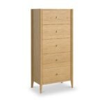 Cavell Oak 5 Drawer Tallboy Chest - Image 2