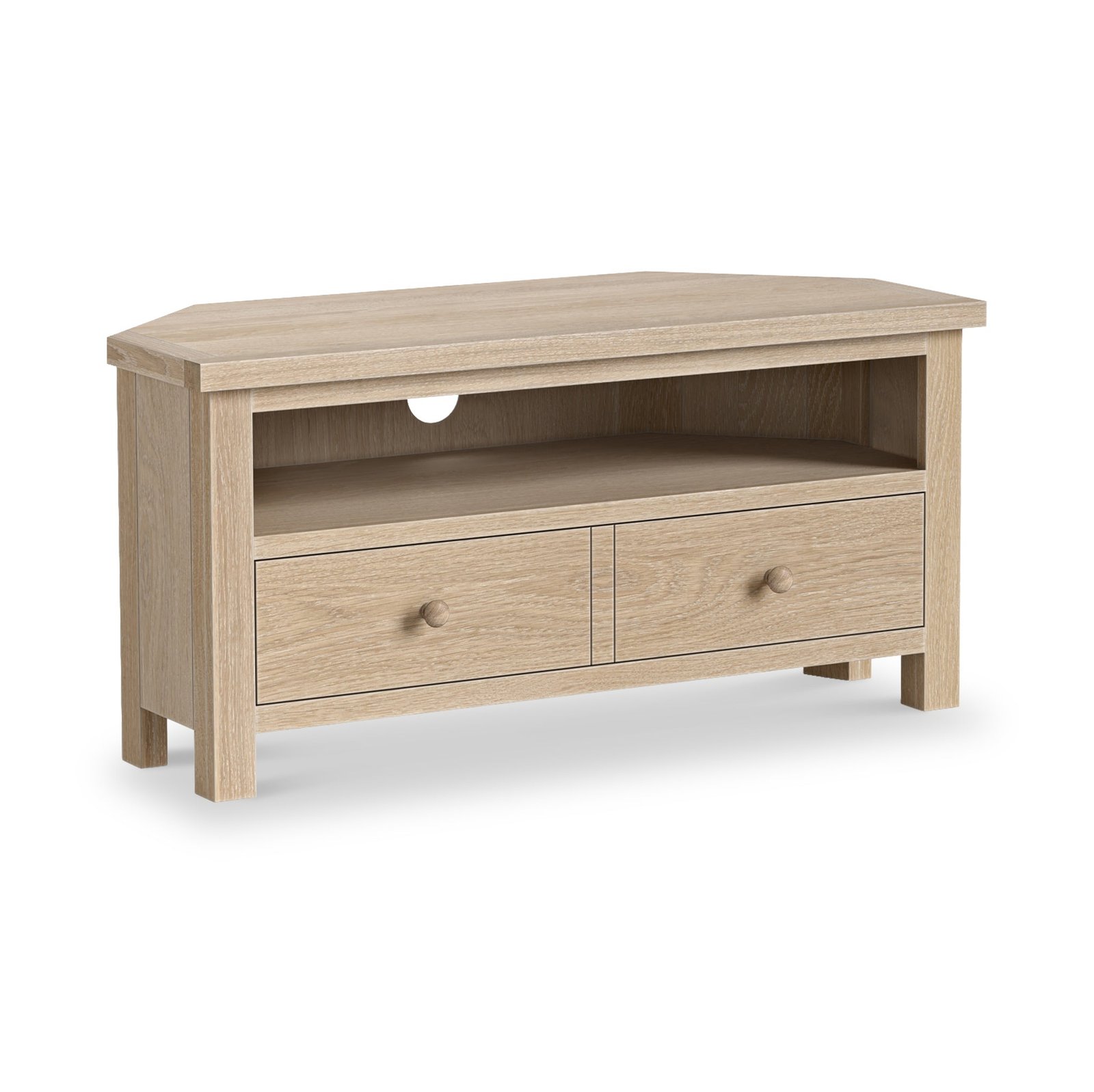 RF9353-Trelan-Washed-Oak-2-Drawer-Corner-TV-Unit Trelan Washed Oak Corner TV Unit - Image 1