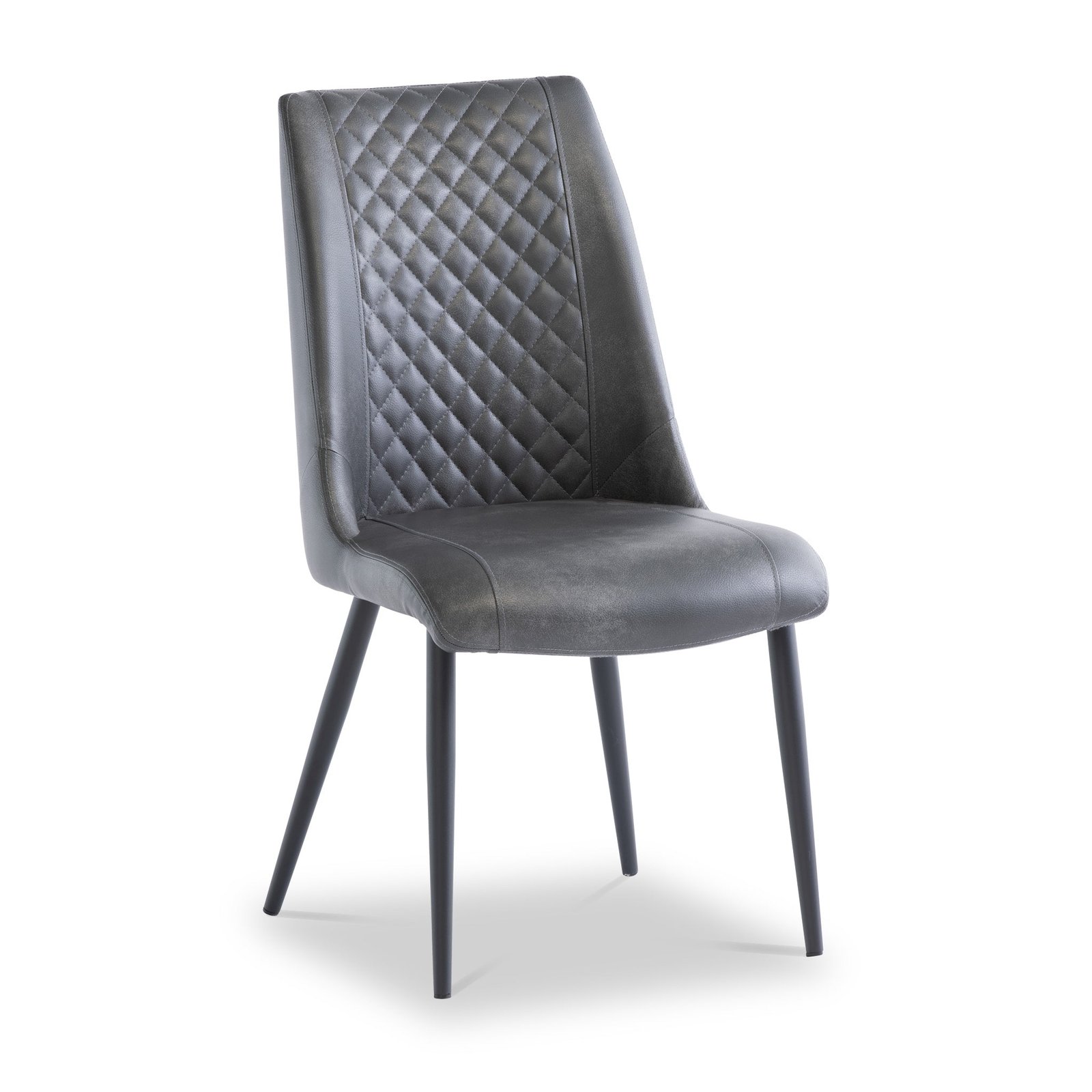 RFAMB01-Spencer-Grey-Faux-Leather-Quilted-Dining-Chair-Angle1 Spencer Grey Faux Leather Quilted Dining Chair - Image 1