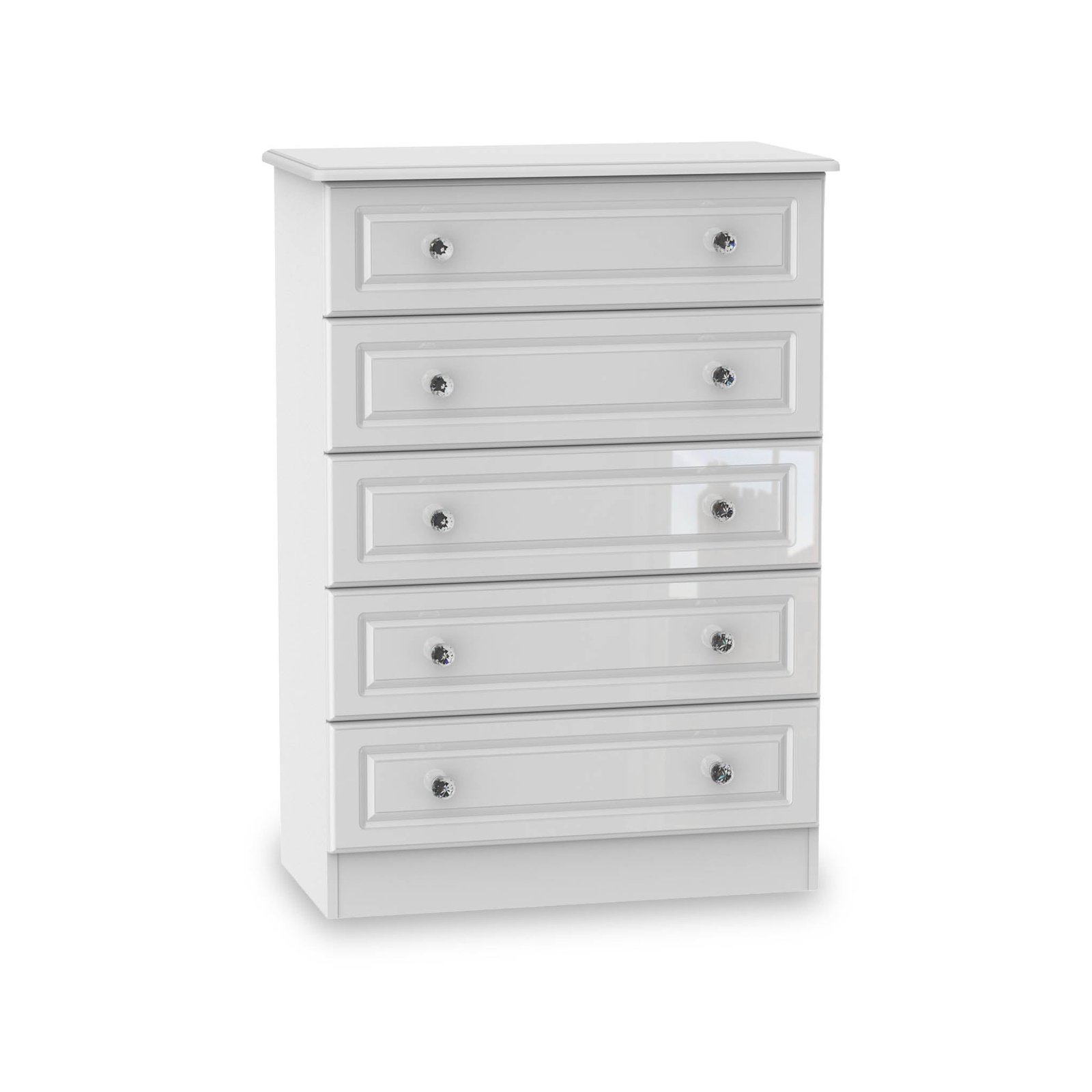 RFBAL012WG-Kinsley-White-Gloss-5-Drawer-Chest-Angle_bca58613-3098-47ca-82cd-f9a7310bf550 Kinsley White Gloss 5 Drawer Chest - Image 1