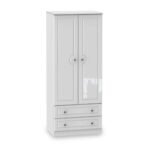 Kinsley White Gloss 2 Door 2 Drawer Wardrobe