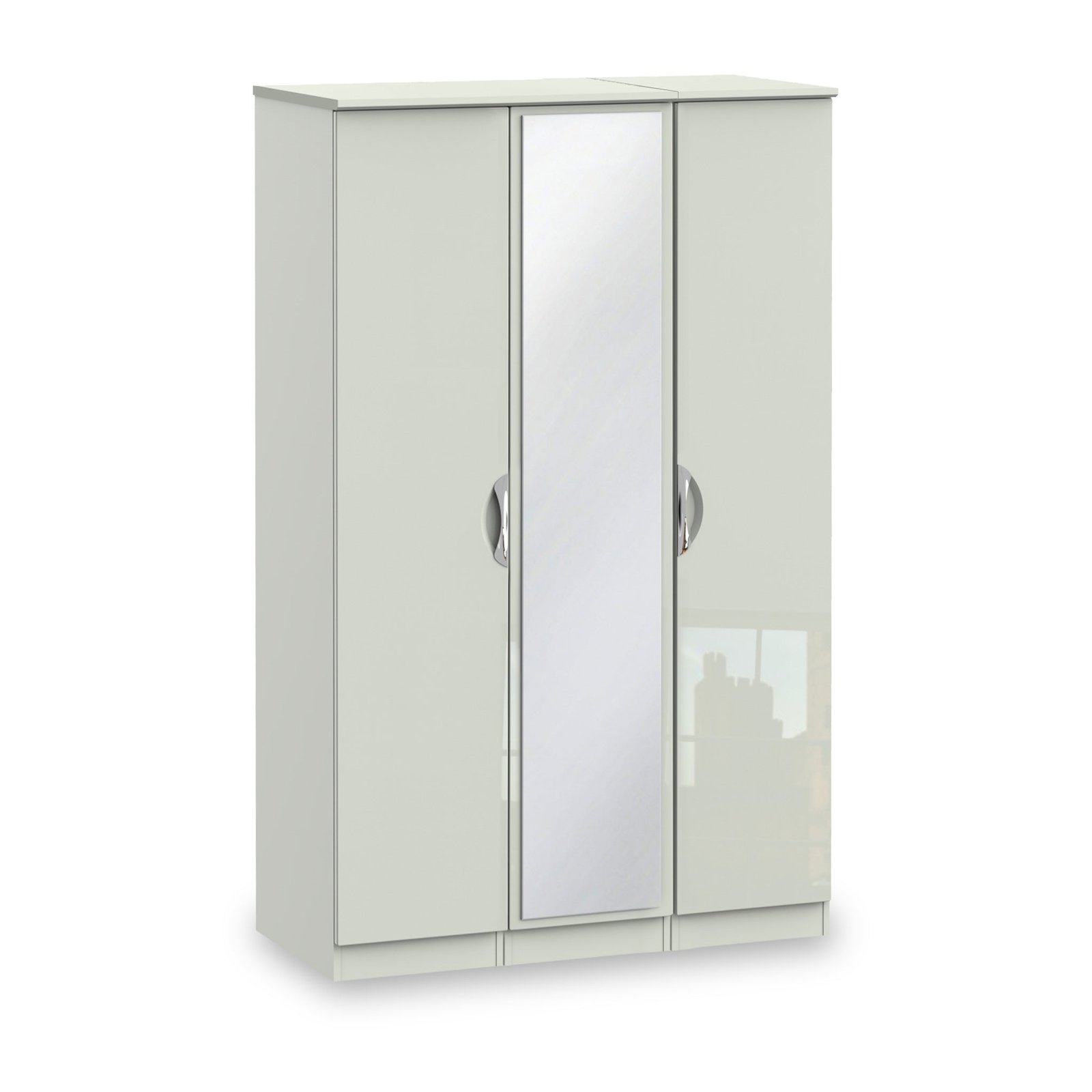 RFCAM137KGK-Beckett-Cream-Gloss-Triple-Mirror-Wardrobe-Angle_19643dd8-aff6-4d5a-87e4-54f3191195d5 Beckett Gloss 3 Door Mirror Wardrobe - Image 1