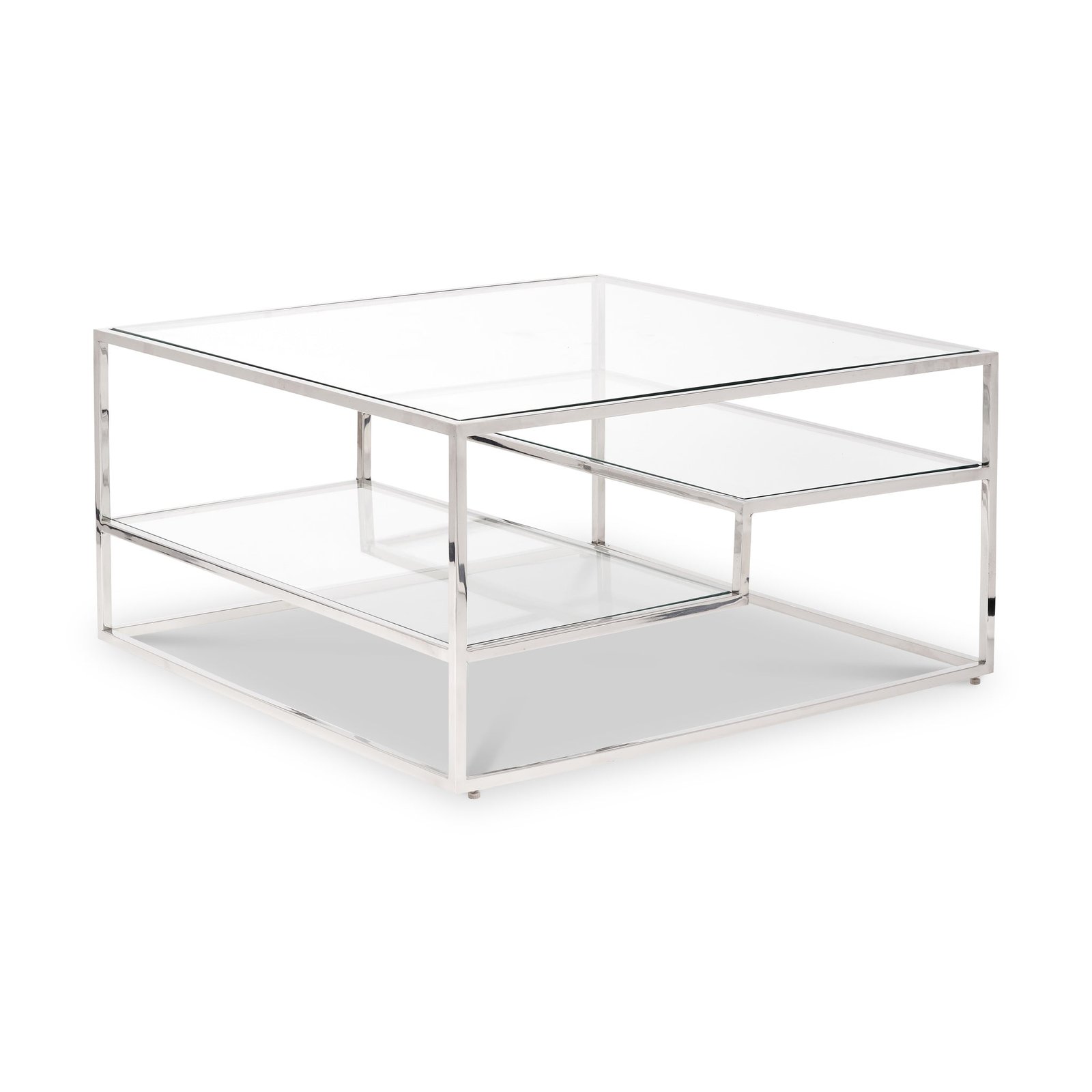 RFCFCP0037-Aleandra-Clear-Glass-and-Silver-Metal-Coffee-Table-Angle1 Aleandra Clear Glass and Silver Metal Coffee Table - Image 1