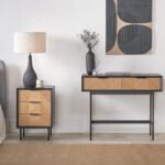 Hailee Oak and Pine 3 Drawer Bedside Table - Image 7