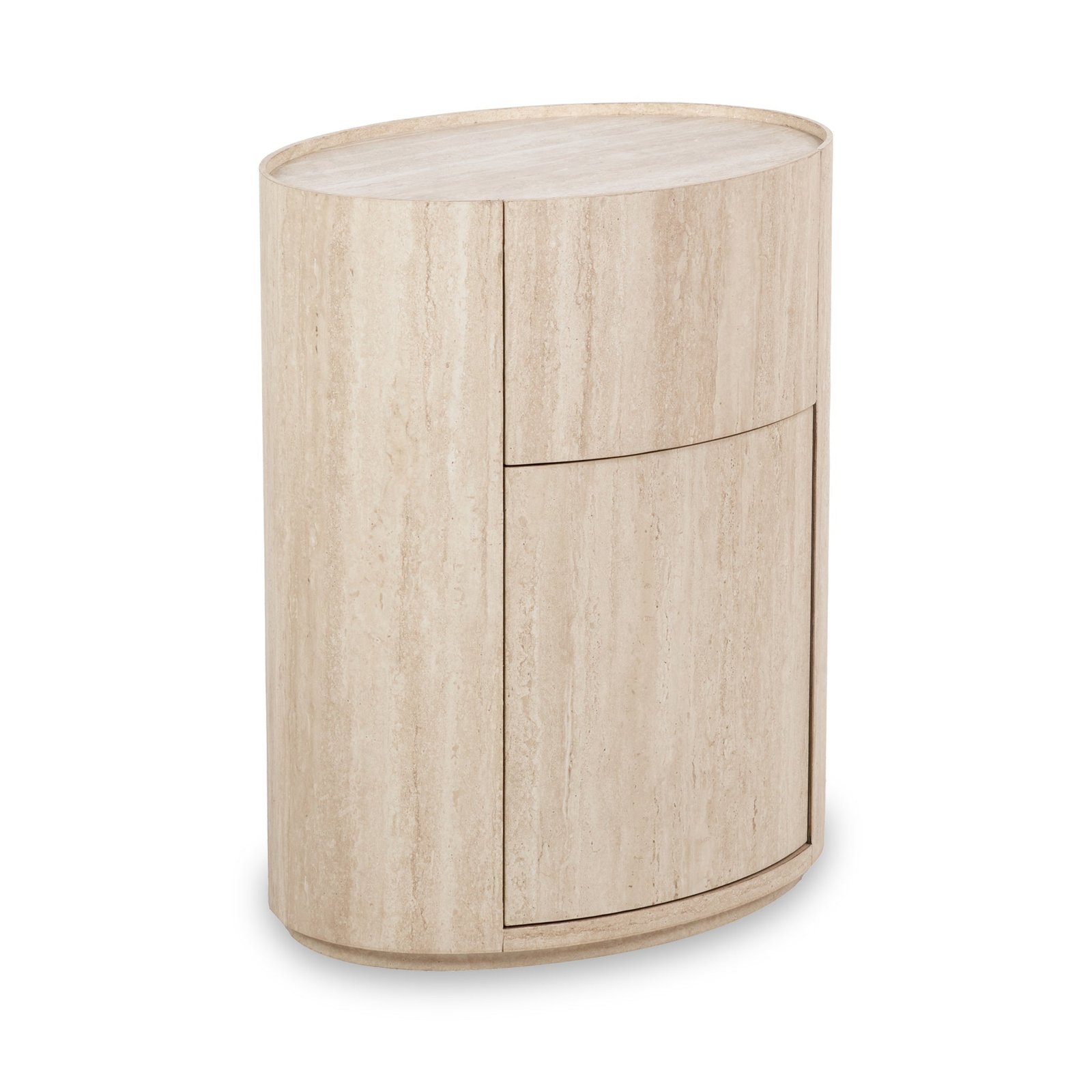 RFCFCP0313-Tivoli-Travertine-Effect-1-Drawer-Bedside-Table-Angle1 Tivoli Travertine Effect 1 Drawer Bedside Table - Image 1