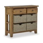 Broadway Oak Console Table with Baskets - Image 4