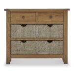 Broadway Oak Console Table with Baskets - Image 3