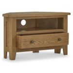 Broadway Oak Corner TV Unit with Drawer - Image 4
