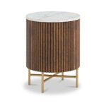 Milo Mango & Marble Round Fluted Bedside Table