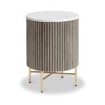 Amelie Grey Fluted Round Bedside Table