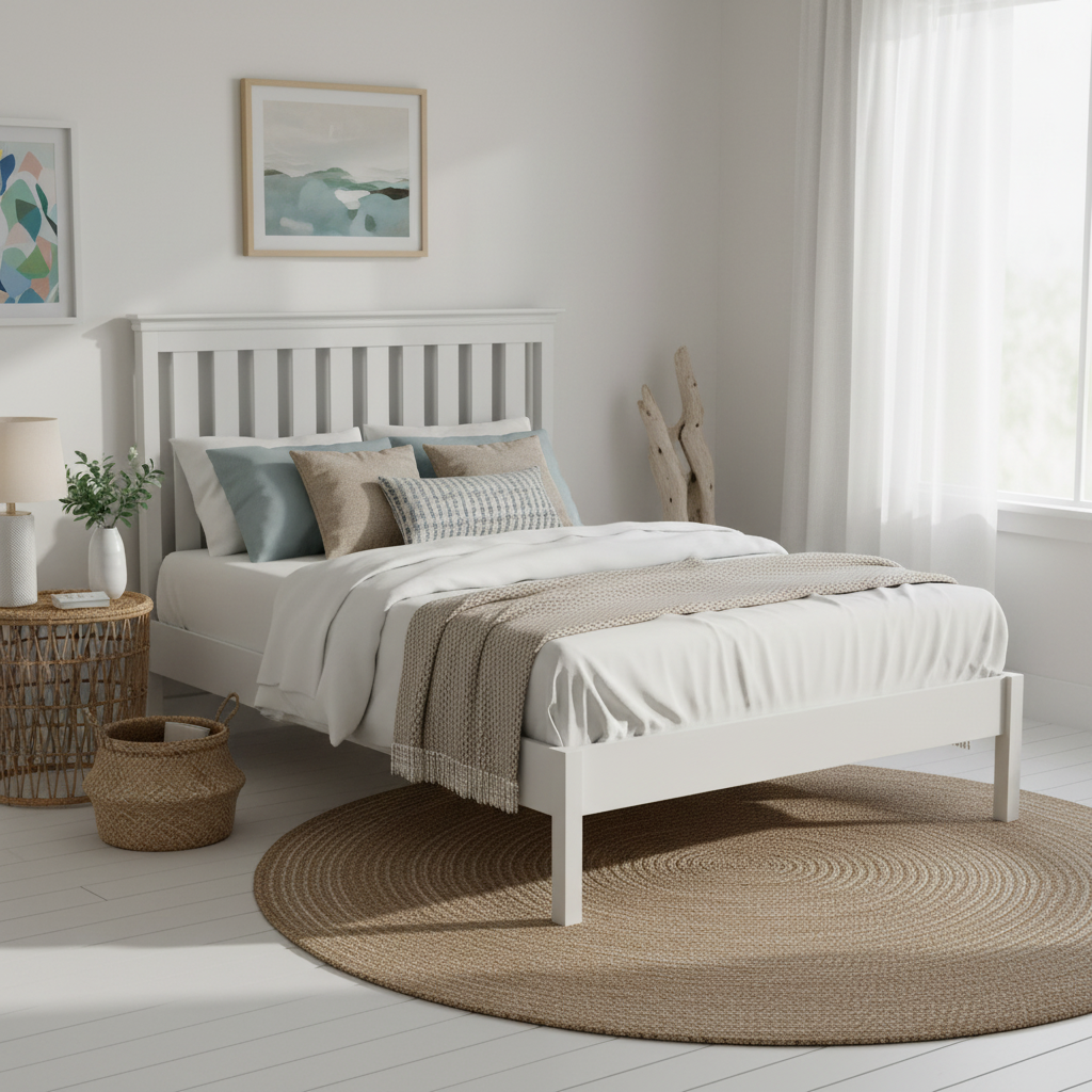 RFCORN7047-Porter-Bedframe-Double-White-Angle1 Porter Bed Frame - Image 1