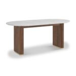 Milo 180cm Mango & Marble Fluted Oval Dining Table