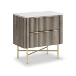 Amelie Grey Fluted 2 Drawer Bedside Table