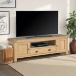 Portland Oak 190cm Extra Wide TV Unit - Image 2