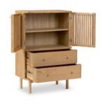 Shorwell Oak Slatted 2 Drawer 2 Door Cabinet - Image 4