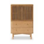 Shorwell Oak Slatted 2 Drawer 2 Door Cabinet - Image 3