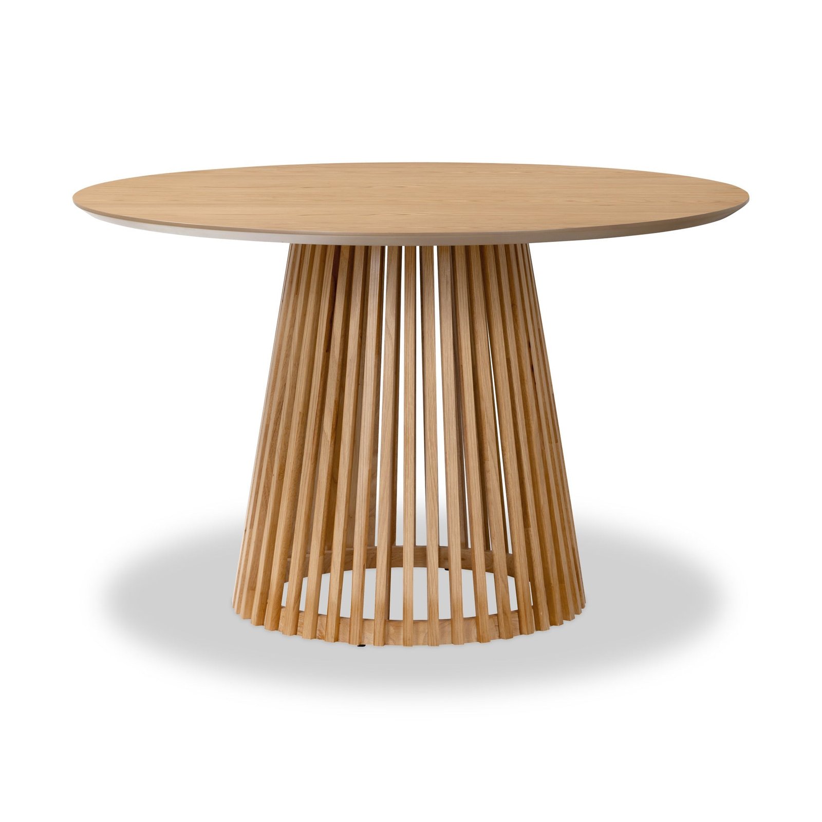 RFCORN8072-Shorwell-Oak-Slatted-Round-Dining-Table-Front1 Shorwell Oak 120cm Slatted Round Dining Table - Image 1
