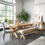 Portland Oak Extendable 200-245cm Cross Legged Dining Table - Image 2