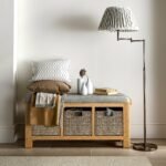 Portland Oak Storage Bench With Baskets - Image 4