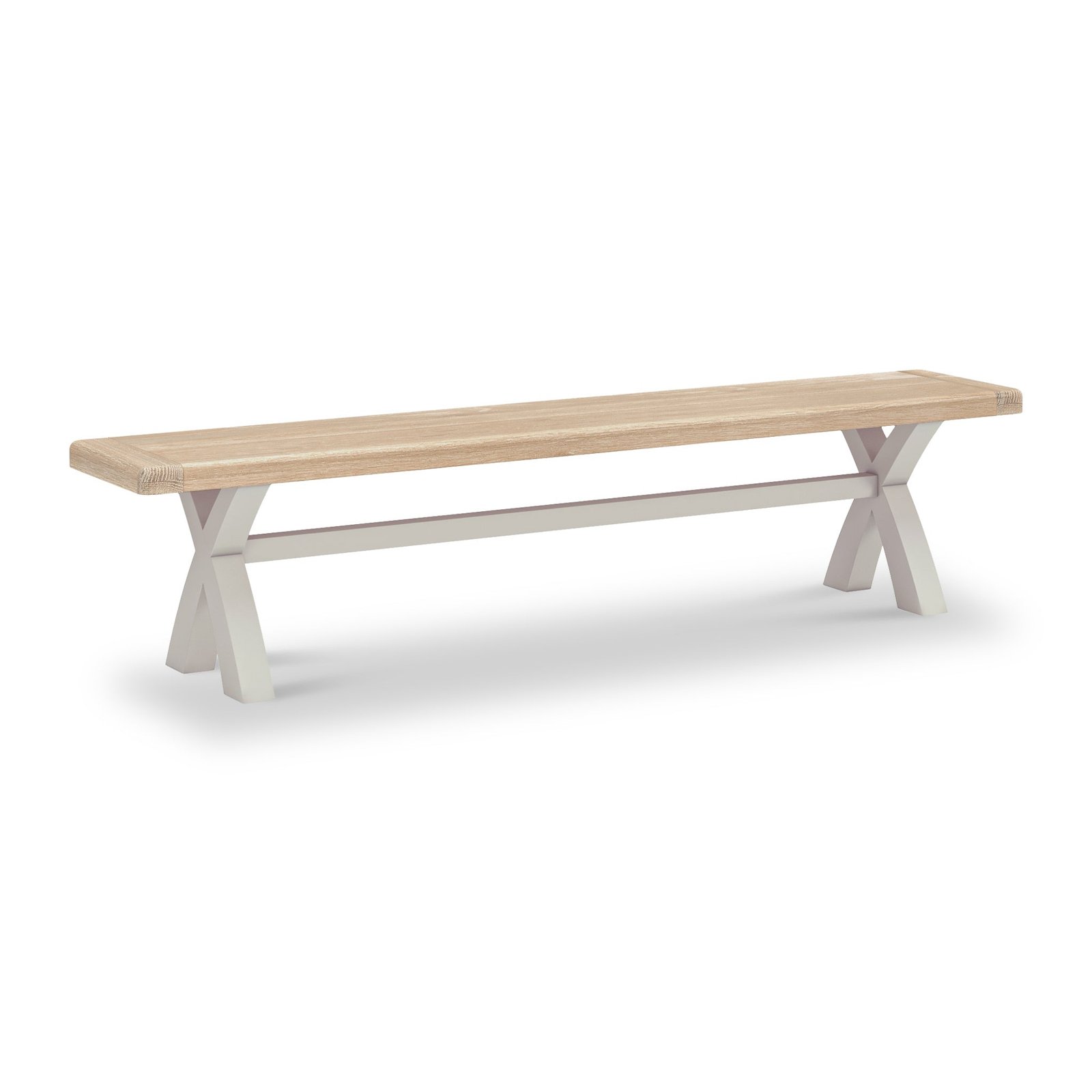 RFCORN8286-Penzance-Cross-Leg-Bench-Stone-Grey-Angle1 Penzance 200cm Cross Leg Bench - Image 1
