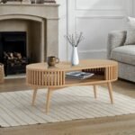 Shorwell Oak Slatted Open Shelf Oval Coffee Table - Image 2
