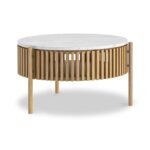 Shorwell Oak & Marble Slatted 1 Door Coffee Table