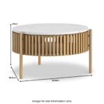 Shorwell Oak & Marble Slatted 1 Door Coffee Table - Image 3