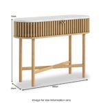 Shorwell Oak & Marble Slatted Oval Console Table - Image 3