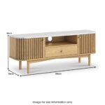 Shorwell Oak & Marble Slatted 130cm TV Unit - Image 4