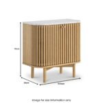 Shorwell Oak & Marble Slatted Cupboard - Image 3